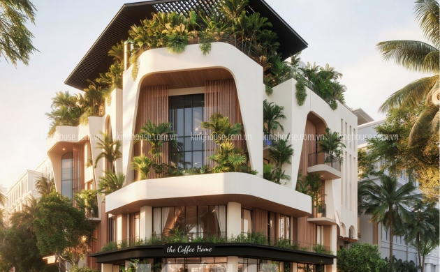 Mẫu Nhà Ở Kết Hợp Quán Cafe Phong Cách Tropical Đẹp Hiện Đại