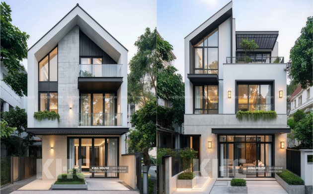 Mẫu Biệt Thự Phố Hiện Đại 3 Tầng Mái Dốc Đẹp Tại Hóc Môn
