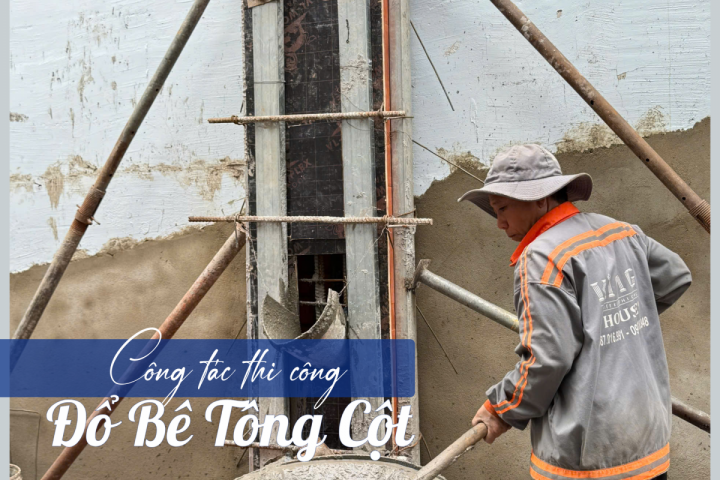 Công tác đổ bê tông cột nhà phố Hiến Lê – Tân Bình