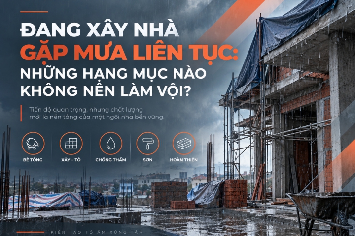 Đang Xây Nhà Gặp Mưa Liên Tục: Những Hạng Mục Nào Không Nên Làm Vội?