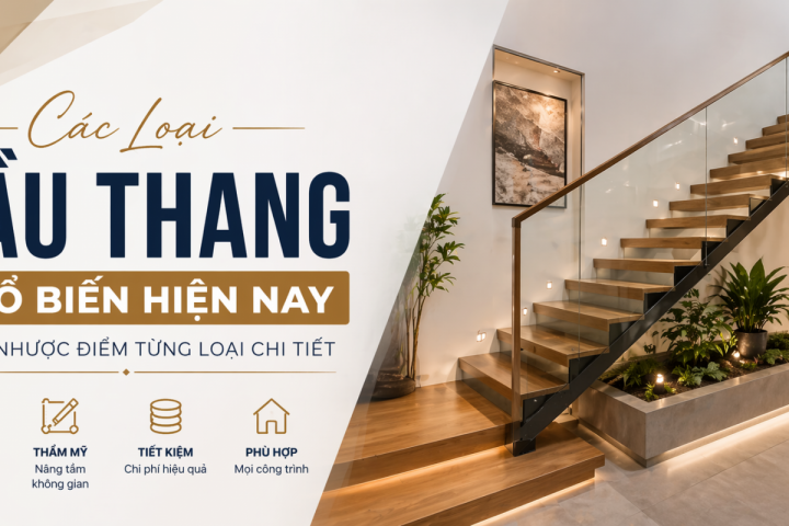 Các Loại Cầu Thang Phổ Biến Hiện Nay Và Ưu Nhược Điểm Từng Loại Chi Tiết