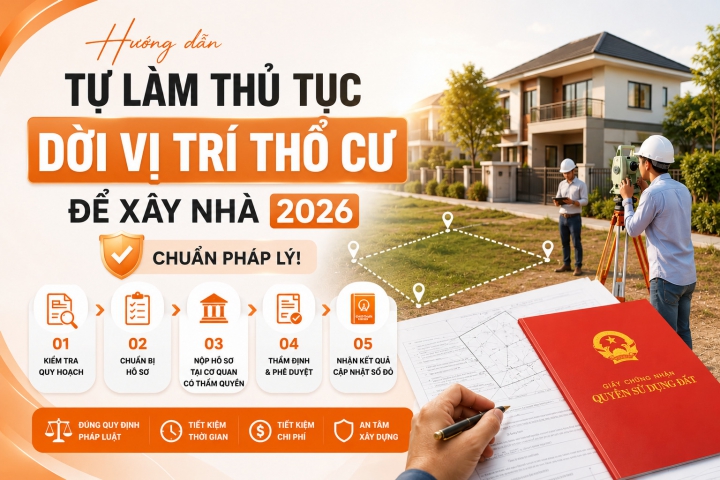 Hướng dẫn tự làm thủ tục dời vị trí thổ cư để xây nhà 2026 - Chuẩn pháp lý!