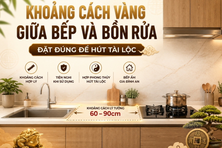 Khoảng Cách Vàng Giữa Bếp Và Bồn Rửa – Đặt Đúng Để Hút Tài Lộc