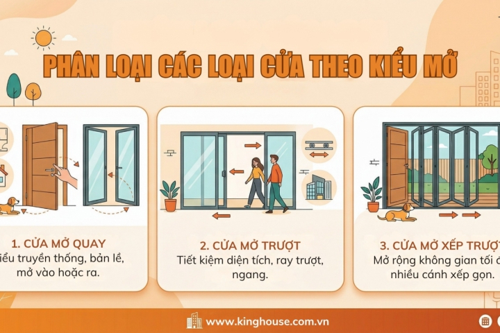 Phân Loại Các Loại Cửa Theo Kiểu Mở Phổ Biến Trong Xây Dựng Hiện Đại