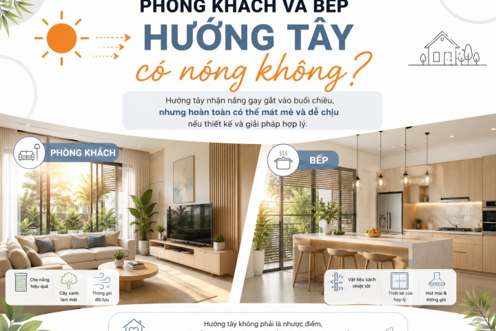 Phòng khách và bếp hướng tây có nóng không?