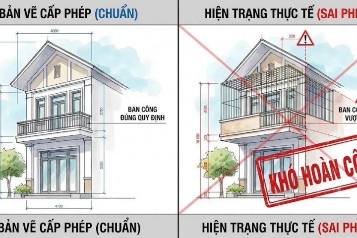 Hoàn công nhà sai phép Xử lý thế nào khi lỡ xây lấn Ban công, Sân sau?