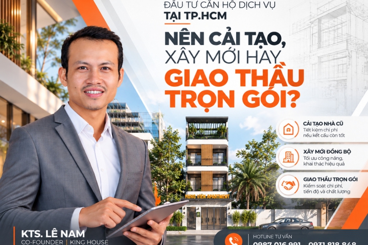 Đầu Tư Căn Hộ Dịch Vụ Tại TP.HCM: Nên Cải Tạo, Xây Mới Hay Giao Thầu Trọn Gói?