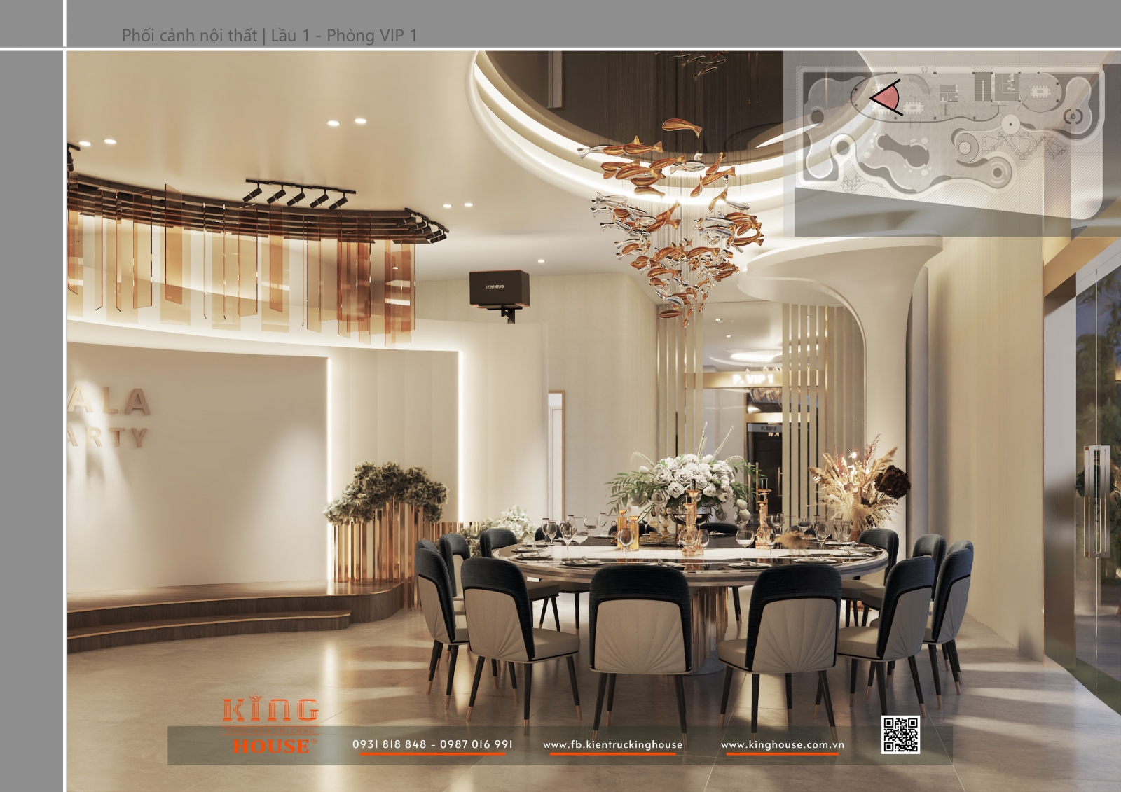 Nhà Hàng Shella | Concept Nội Thất Lầu 1 – Gala Party Sang Trọng Và Cảm Xúc