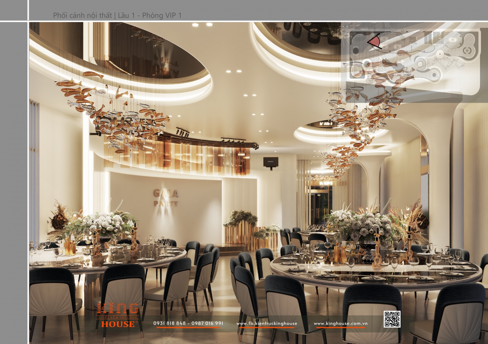 Nhà Hàng Shella | Concept Nội Thất Lầu 1 – Gala Party Sang Trọng Và Cảm Xúc